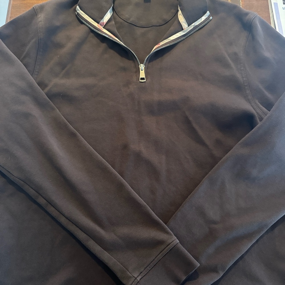 Burberry Men's Dark Brown Zip-Up Sweater